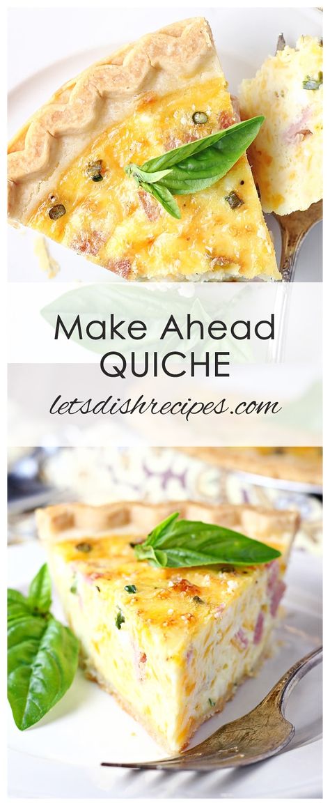 Make Ahead Quiche, Easter Quiche, Dinner Eggs, Brunch Quiche, Make Ahead Brunch Recipes, Ham Quiche, Brunch Easter, Brunch Appetizers, Make Ahead Brunch