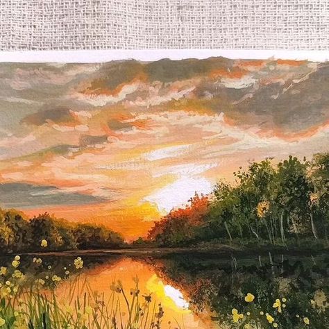 Drawing Pigments . Art gallery on Instagram: "Artist 👩‍🎨 @fifiaart Sunrise (3/4) #gouachepainting #gouache #sunrise #painting #watercolorpaper" Sunrise Painting Acrylic, Sunrise Watercolor Painting, Sunrise Art Painting, Sunrise Paintings, Sunrise Watercolor, Sunrise Drawing, Gauche Painting, Sunrise Painting, Sunrise Landscape