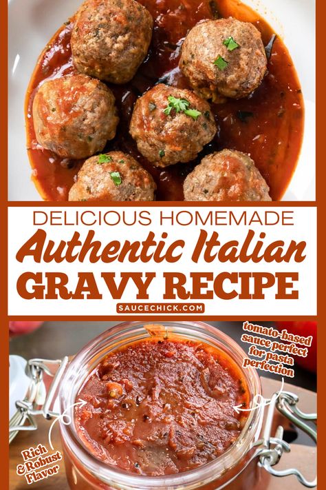 Authentic Italian Gravy Recipe for Perfect Pasta and Meatball Dishes Authentic Italian Gravy Recipes, Traditional Italian Meat Sauce, Sunday Gravy Recipe Italian, Sunday Sauce Italian, Italian Gravy Recipe, Authentic Italian Spaghetti Sauce, Homemade Italian Spaghetti Sauce, Italian Sauce Recipes, Pasta Meatballs