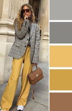 Yellow Pants Outfit, Autumn Color Palette Fashion, Clothes Capsule Wardrobe, Colour Combinations Fashion, Color Combos Outfit, Color Blocking Outfits, Color Combinations For Clothes, Cute Modest Outfits, Stylish Work Attire