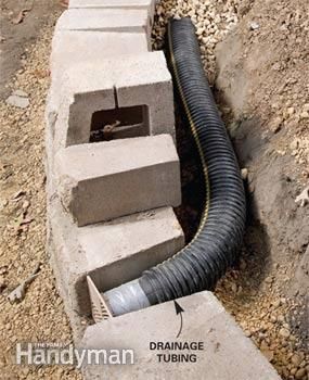 Building A Retaining Wall, Yard Drainage, Landscaping Retaining Walls, French Drain, Drainage Solutions, Concrete Block, Pool Noodle, Have Inspiration, Landscaping Tips