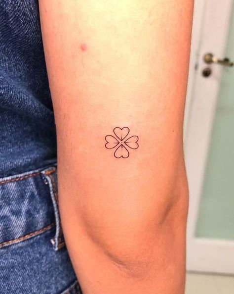 Cute Shamrock Tattoo, Shamrock Ankle Tattoo, Fine Line Irish Tattoo, Lucky Charms Tattoo, Lucky Penny Tattoo, Penny Tattoo Ideas, Small First Tattoo Ideas, Charmed Tattoo, Peace Tattoos For Women