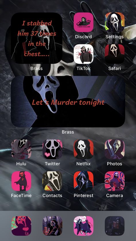 Ghostface on Brass | iOS Themes & Widgets Ghostface Widget, Ios Themes, Ghost Face, Ghost Faces, Iphone Icon, Phone Apps, Phone Themes, App Icon, Ios