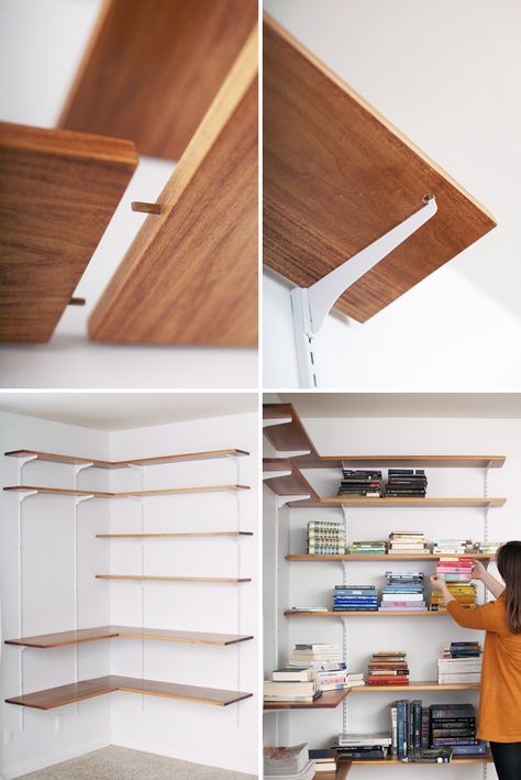 6a00d8358081ff69e2019b035e0d10970d-800wi (800×1198) Diy Kast, Wood Closet Shelves, Ikea Shelving Unit, Corner Closet, Diy Wood Shelves, Balkon Decor, Closet Organization Diy, Bookshelf Styling, Floating Shelves Diy