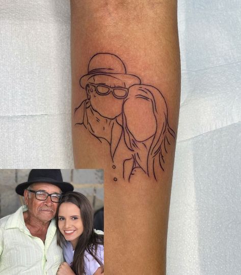 Tattoo Boyfriend And Girlfriend, People Outline Tattoo, Outline Of Picture Tattoo, Photo Outline Tattoo, Abuelo Tattoo, Portrait Outline Tattoo, Line Portrait Tattoo, Picture Outline Tattoo, Tattoo Grandparents