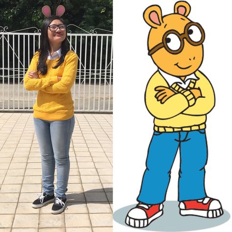 Halloween 2017 DIY Arthur Meme Costume #diy #diycostume #diyhalloweencostume #arthur #arthurmeme #arthurcostume #arthurmemecostume #halloween #halloweencostume Arthur Costume Women, Arthur Halloween Costume, Arthur Costume, Arthur Meme, Disfraz Diy, Movie Character Ideas, Senior Hoco, Meme Costume, Book Character Day