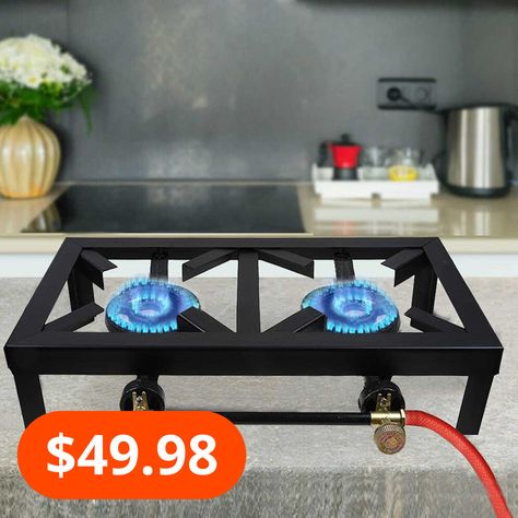 Gas Stove Burner, Outdoor Propane Gas Cooker, Dual Burner Cast Iron Stove for Patio Yard Camping BBQ Oil Stove, Camping Cooker, Cooking Camping, Gas Lpg, Gas Stove Burner, Stoves Cookers, Double Burner, Single Burner, Cast Iron Stove