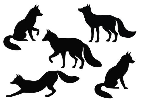 Cute Animal Silhouette, Wildlife Logo, Fox Oc, Fox Vector, Fox Silhouette, Animal Stencil, Fox Logo, Christmas School, Animal Silhouette