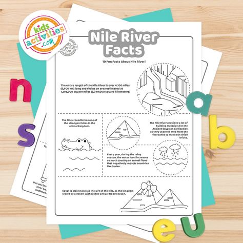 Nile River Project, Rainforest Facts For Kids, Earth Coloring Pages, The Nile River, Cool Facts, Classroom Calendar, Science Projects For Kids, Science Activities For Kids, Novel Study