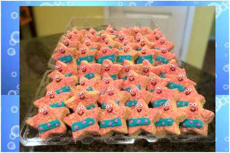 Patrick the Star Fish Rice Crispy Treats Spongebob Rice Crispy Treats, Star Rice Krispie Treats, Patrick The Star, 31 Birthday, Fish Rice, Spongebob Birthday Party, 25th Birthday Parties, Spongebob Party, Krispie Treats Recipe