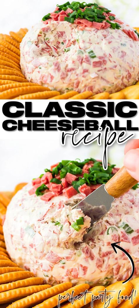 BEST CHEESE BALL Best Cheese Ball, Classic Cheese Ball, Homemade Crackers Recipe, Savory Dips, Cream Cheese Corn, Cream Cheese Ball, Cheese Ball Recipe, Ball Recipes, Delicious Appetizers