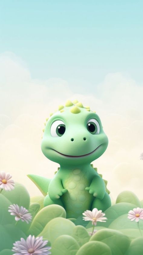 Green dinosaur cartoon animal reptile. | free image by rawpixel.com / Aew Dinosaur Cute Wallpaper, Iphone Wallpaper Pastel, Cute Lizard, Dinosaur Cartoon, Background Cartoon, Green Dinosaur, Wallpaper Pastel, Cute Flower Wallpapers, Cute Wallpaper