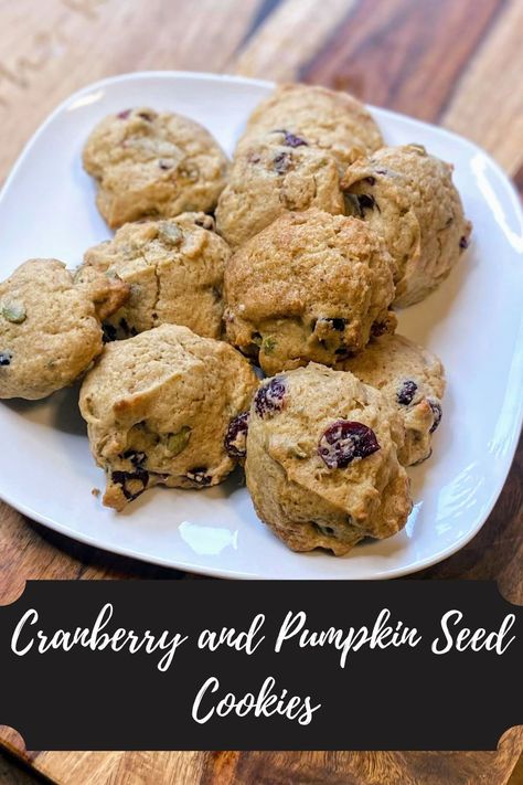 The spice of cinnamon and nutmeg compliment these craisin and pumpkin seed cookies. Soft and delicious. Click here to give them a try! Pumpkin Seed Cookies, Good Cookies, Seed Cookies, Seed Cake, Cookies Soft, Breakfast Sweets, Pumpkin Seed, Recipes Baking, Best Cookie Recipes