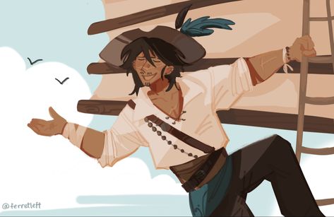 #art #pirate #artinspo #artfight art belongs to me! character belongs to @/Fishgl0ry on artfight Cool Pirate Art, Pirates Poses Reference, Pose Reference Pirate, Pirate Drawing Male, Pirate Pose Reference, Pirate Drawing Reference, Pirate Character Design Male, Male Pirate Oc, Pirate Oc Art