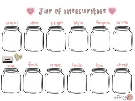 Jars Of Insecurities, Jar Of Template, Fill The Jars Template, My Insecurities, About Me Template, Funny Charts, Character Sheet Template, Happy Jar, Bingo Template