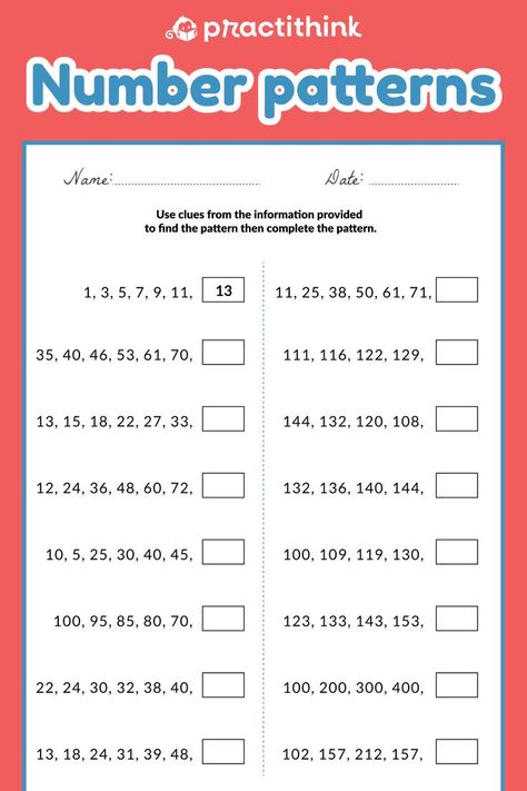 These printable worksheets are the perfect learning activity that helps a child develop his or her analytical and arithmetic skills while finding a pattern in the sequence of numbers given. Practicing with these resources, students need to decide what pattern each row of numbers is following and write the last secret number into the box provided. Sequence Numbers Activities, Number Sequence Worksheet, Arithmetic Sequences Activities, Math Patterns Activities, Number Patterns Worksheets, Antonyms Words List, Worksheet Number, Numerical Patterns, Iphone Beauty