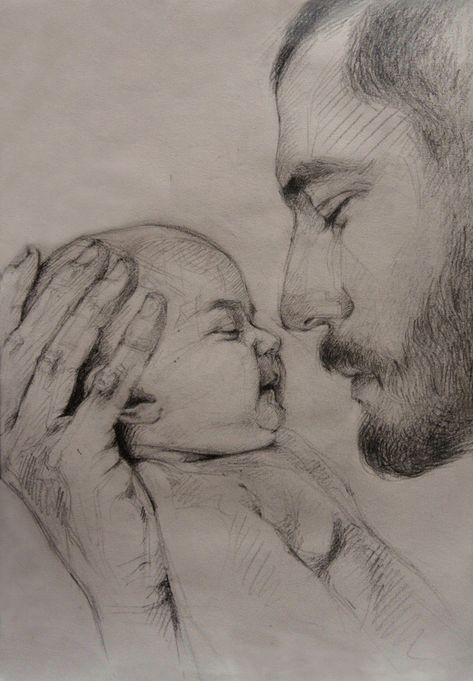 Father's Day Drawings, Father's Day Drawing, Dad Drawing, Baby Sketch, Girl Drawing Sketches, Art Sketches Pencil, Art Drawings Sketches Pencil, Baby Drawing, Portrait Sketches