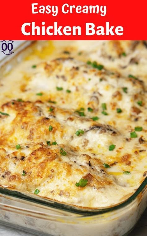 63 of the BEST Baked Chicken Breast Recipes - Six Sisters' Stuff Creamy Chicken Breast Recipes, Creamy Chicken Bake, Chicken Bake Recipe, Easy Creamy Chicken, Recipes Skillet, Creamy Chicken Recipes, Baked Chicken Recipes Easy, Chicken Breast Recipes Baked, Bake Chicken