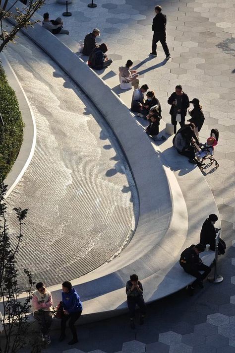 ocean wave-like paving by zaha hadid architects sweeps over chinese plaza renovation Waterscape Design, Public Plaza, Custom Water Feature, Paving Design, Renovation Architecture, Public Space Design, Timeless Architecture, Landscape Concept, Zaha Hadid Architects