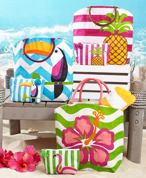 2-Pc. Tropical Tote and Zip Pouch Sets | The Lakeside Collection Beach Bags 2024, Tailoring Tools, Beach Pouch, Gear Room, 100 Crochet Stitches, Summer Handbag, Summer Towel, Beach Towel Bag, Large Beach Bags