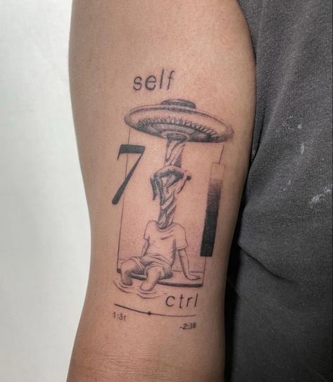 Think Different Tattoo, Frank Ocean Inspired Art, Control Tattoo Ideas, Blond Tattoo Frank Ocean, Out Of Body Tattoo, Obscure Tattoos, Self Control Tattoo, Frank Ocean Tattoo Ideas, Blond Tattoo