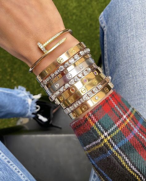 Mini Sliders, Stephanie Gottlieb, Expensive Jewelry Luxury, Wrist Jewelry, Dope Jewelry, Stacked Bangles, Expensive Jewelry, Funky Jewelry, Diamond Charm