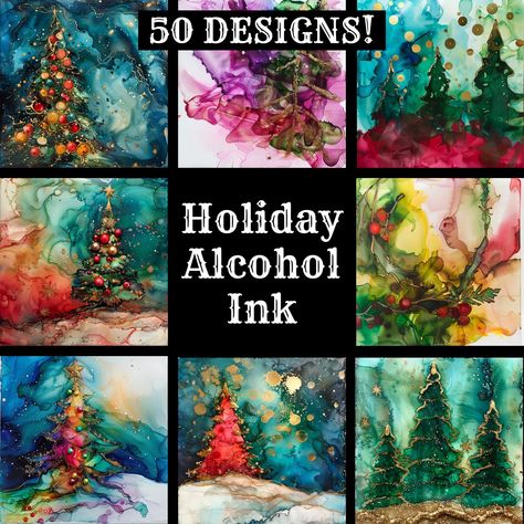 Christmas Alcohol Ink Art, Alcohol Ink Christmas Cards, Alcohol Ink Cards, Alcohol Ink Christmas, Christmas Alcohol, Journal Inserts, Homemade Alcohol, Scrapbook Printable, Christmas Papers