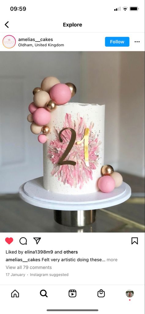 21st Bday Cake, 21st Party Decorations, Birthday Party Checklist, 13 Birthday Cake, 21st Cake, 21st Birthday Cakes, 21st Party, Pink Birthday Cakes, Pink Birthday Party