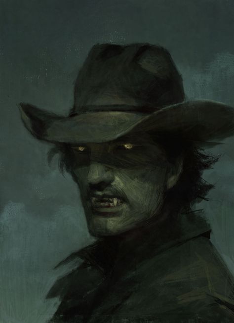 Cowboy Painting, Vampire Masquerade, Vampires And Werewolves, Vampire Art, World Of Darkness, Cowboy Art, Creatures Of The Night, Modern Fantasy, Art Characters