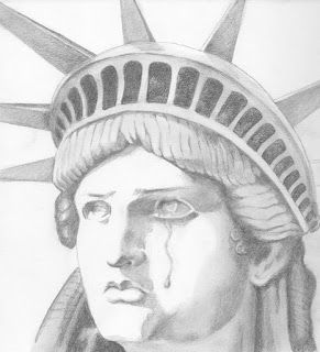 Statue Of Liberty Crying, Crying Statue, Statue Of Liberty Drawing, Statue Of Liberty Tattoo, Statue Liberty, Liberty Tattoo, Patriotic Tattoos, Patriotic Art, Painted Tote