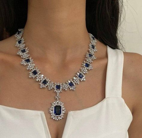 Sapphire Blue Necklace, Diamond Stone Necklace, Sapphire Wedding Necklace, Blue Diamond Necklace Set, Sapphire Stone Necklace, Diamond Sapphire Necklace, Royal Blue Jewelry Sets, Sapphire And Diamond Necklace, Sapphire Diamond Jewelry