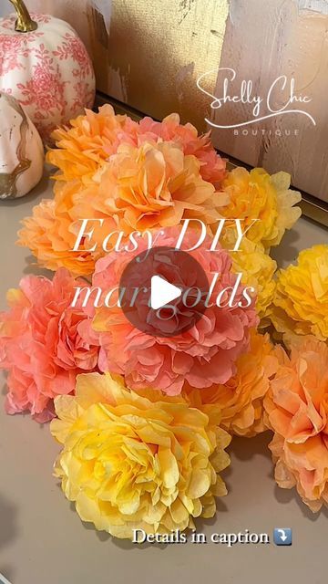 Michelle McRae on Instagram: "Easy DIY Marigolds 🌸 

Here’s another quick and easy craft for anyone who loves DIY decor.

Did you know you could make marigolds from coffee filters? I didn’t! After my 9-year-old explained the significance of marigolds for Dia De Los Muertos, the Algorithm was so kind to share the gorgeous coffee filter flowers @sibster made. I of course had to try it immediately. They are stunning, so simple to make and cost almost nothing. 

STEPS
1. Fold a stack of coffee filters in half 3 times. 
2. Cut scalloped edges. 
3. Add food coloring to small cups of water. 
4. Dip the coffee filters in the water and squeeze excess. 
5. Separate the filters and let them dry overnight. 
6. Staple 8-10 filters together. 
7. Scrunch it in a ball then flatten again 
8. Pull up filte Rose Pot, Coffee Filter Flowers, Paper Flower Art, Quick And Easy Crafts, Diy Diwali Decorations, How To Make Paper Flowers, Diy Paper Crafts Decoration, Coffee Filters, Coffee Filter