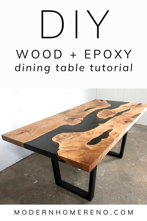 Live Edge Table Dining Rooms, Live Edge Wood Dining Table, Epoxy And Wood, Wood Dining Table Modern, Epoxy Dining Table, Resin And Wood Diy, Diy Dining Room Table, Diy Kitchen Table, Epoxy Wood Table