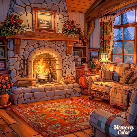 Living Room Illustration, Fireplace Drawing, Feel Good Pictures, Cozy Christmas Living Room, Whimsical Art Paintings, Living Room Background, Cottage Art, Christmas Living Rooms, House Drawing