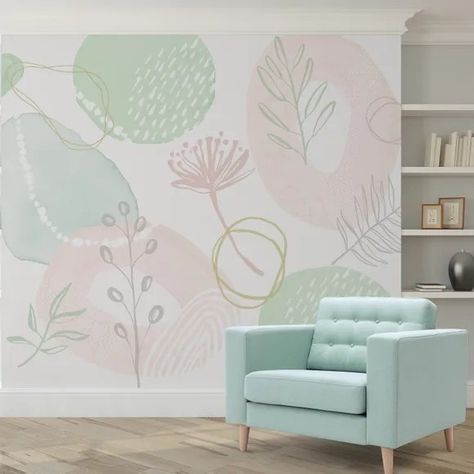 Purple Wall Paint, Dental Reception, Pattern Mural, Children's Clinic, Rose Bedroom, Pastel Bedroom, Abstract Design Pattern, Abstract Floral Design, Garage Room