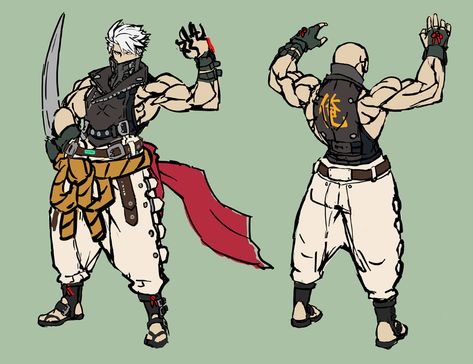 Chipp Zanuff Concept Art - Guilty Gear -Strive- Art Gallery Guilty Gear Male Characters, Guilty Gear Concept Art, Ryu Street Fighter, Dragon Comic, Caracter Design, Gear Art, Character Template, Character Model Sheet, Shadow Warrior