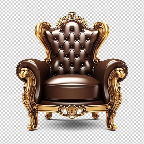 Chair Png, Gold Throne Aesthetic, Royal Chair Design, Royal Chair Background For Editing, Golden Throne, Gold Thrown Chair, Royal Chair, Modern Tv Unit Designs, Tiger Images