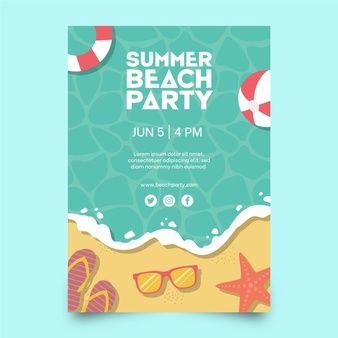 Free Vector | Swimming instagram posts Summer Party Poster, Poster Design Kids, Kids Branding Design, Minimalist Flyer, Swimming Posters, Mother Earth Art, Tropical Illustration, Beach Illustration, Summer Poster