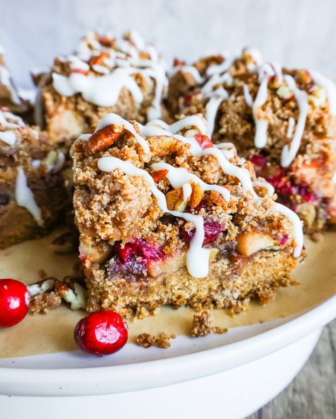 Cranberry Apple Crumble Bars Cranberry Orange Cheesecake, Cranberry Apple Crumble, Apple Crumble Bars, Cranberry Pie, Apple Bars, Flour Alternatives, Cranberry Apple, Crumble Bars, The Cranberries