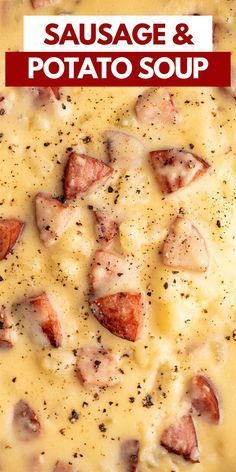 This Cheesy Potato Soup With Sausage is a creamy and delicious soup recipe that's incredibly easy to make! Cheesy Sausage Potato Soup, Potato Soup With Sausage, Sausage And Potato Soup, Soup With Sausage, Sausage Potato Soup, Sausage Soup Recipes, Sausage Potato, Cheesy Potato Soup, Cheesy Potato