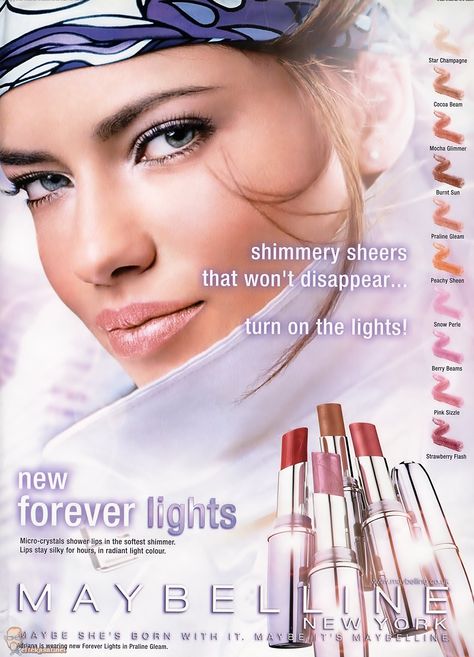 Maybelline Aesthetic, 2000s Makeup Looks, Lipstick Ad, Vintage Makeup Ads, Maybelline Lip, Maybelline Lipstick, Beauty Advertising, Makeup Ads, Fashion Ads