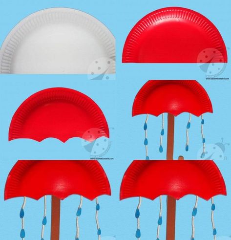 Umbrella Craft Preschool Free Printable, Umbrella Craft For Kids, Weather Curriculum, Autumn Umbrella, Umbrella Crafts, Rain Crafts, Funny Crafts, Umbrella Craft, Nursery Diy