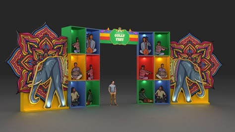 Haldi Photo Booth, Gate Design Entrance, Exhibition Entrance, Entrance Arch Design, Entrance Gate Design, Event Entrance Arch Design, Event Entrance Arch, Stage Backdrop Design, Stage Decoration Ideas