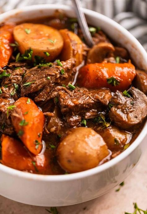 Beef Stew Cream Of Mushroom, Beef Mushroom Stew, Stew With Mushrooms, Mushroom Slow Cooker, Beef And Mushroom Stew, Traditional Beef Stew, Beef Mushroom, Baked Spaghetti Casserole, Slow Cooker Meatloaf