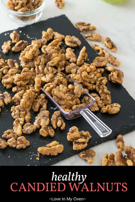 Healthy Candied Walnuts Walnuts Recipe Healthy, Walnut Recipes Healthy, Glazed Walnuts Recipe, Candied Walnuts Recipe, Candied Walnut Recipe, Glazed Walnuts, Walnuts Recipe, Easy Party Desserts, Healthier Snacks