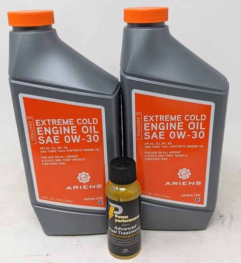 PRICES MAY VARY. 2-Quart Package Sno-Thro Full Synthetic Engine Oil Cold Weather Formula Provides Easier Starting 3-n-1 Advanced Fuel Treatment 2oz Bottle Treats 10 gallons gas Ariens Pack of 2 SAE 0W-30 Extreme Cold Engine Oil Quart 00077900 and Fuel Treatment Engine Oil, Replacement Parts, Cold Weather, Fuel, Engineering, 10 Things