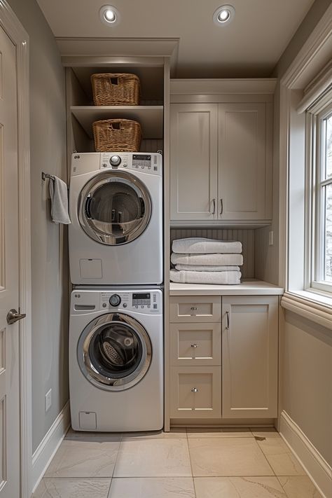 Infuse bohemian flair into your small laundry room with these eclectic design ideas! From vibrant colors to global accents, this guide will help you create a laundry space that is as free-spirited as you are. #BohemianFlair #SmallLaundryRoom #HomeDecor Second Floor Laundry Room Closet, Small Laundry Room With Bathroom, Tower Washer And Dryer Laundry Room, Small Laundry Pantry, Laundry Room Design Stacked Washer Dryer, Laundry Room With Toilet, Laundry Room Stacked Washer And Dryer, Laundry Powder Room Combo, Small Mudroom Laundry Room Ideas