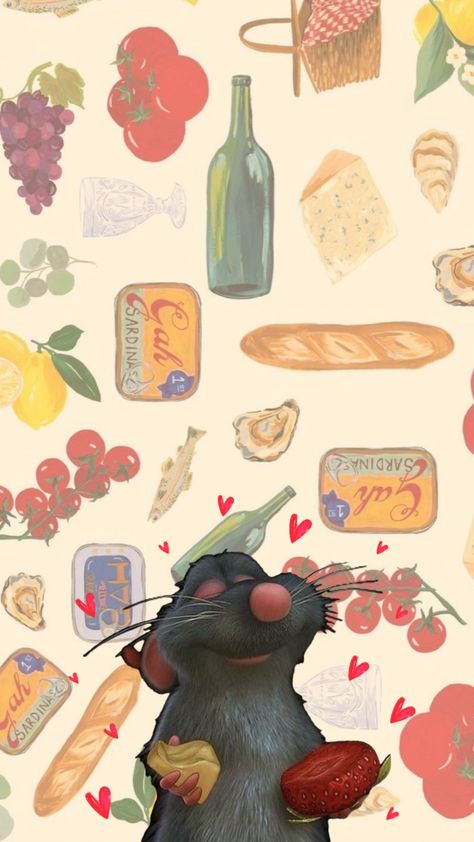 #ratatouille #ratatouillefilm #valentinesday #love #food #foodie #art #wallpaper #vibes #vintage #nature #disney Ratatouille Disney, Cute Images For Wallpaper, Wallpaper Vibes, Foodie Art, Disney Background, Disney Iphone, Disney Collage, Iphone Wallpaper Photos, Cute Simple Wallpapers