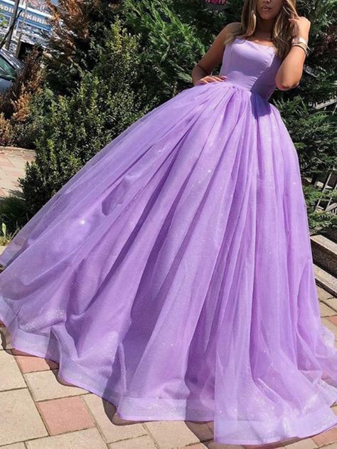 Ericdress Sleeveless Ball Gown Floor-Length Spaghetti Straps Quinceanera Dress 2020 | SheFinds Lilac Prom Dress, Purple Ball Gown, Quincenera Dresses, Gown Prom Dresses, Selection Series, Formal Dresses Graduation, Spaghetti Strap Prom Dress, College Friends, Prom Ideas