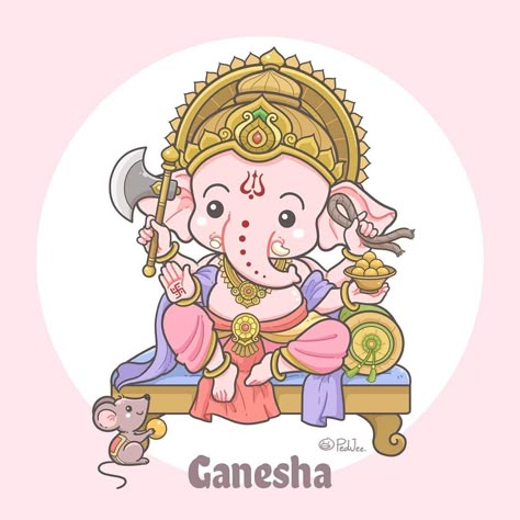 Cute Ganesha Drawing, God Cartoon, Cute Ganesha, Minnie Mouse Drawing, Ganesha Drawing, Ganesh Art Paintings, God Sticker, Draw Doodle, Baby Ganesha